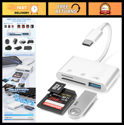 USB 3.0 Type C SD Card Reader, TF Card Adapter for iPhone 17/16/15, Android Tabl
