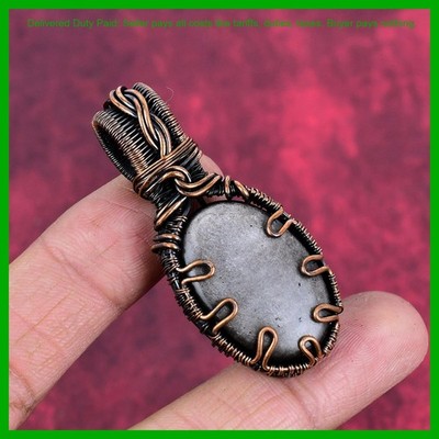 Natural Silver Sheen Obsidian Copper Trendy Handcrafted Wire Wrapped New Pendant