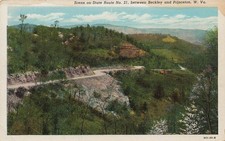 HILL SCENE ON STATE ROUTE 21 POSTCARD BECKLEY & PRINCETON WV WEST VIRGINIA 1930s