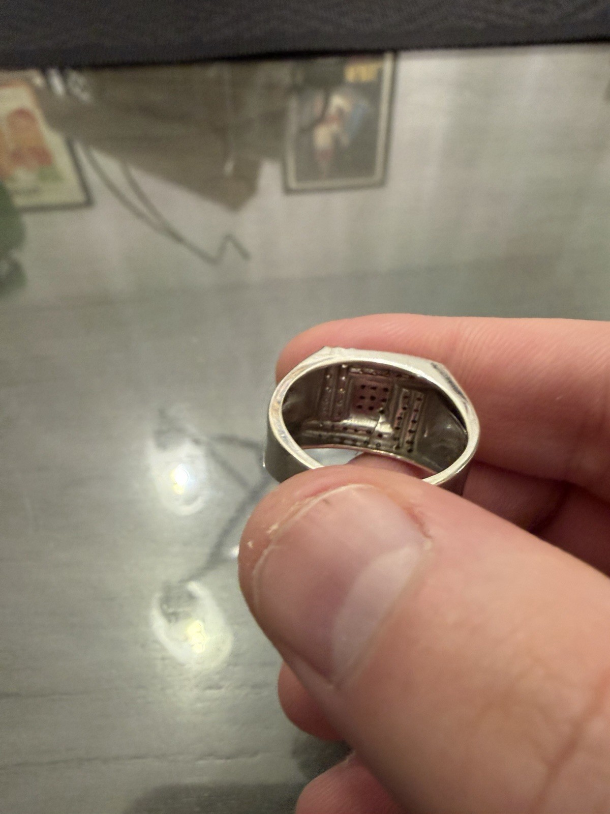 Solid 10k White Gold Square Ring Natural Diamonds… - image 7