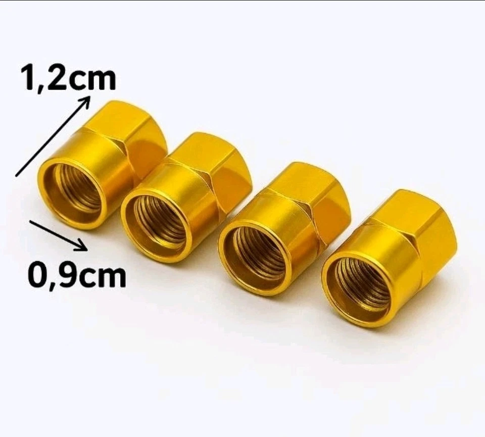 Compatible con Corvette Juego de 4 tapas de vástago de válvula de neumático de aluminio anodizado dorado Foto 2 de 3