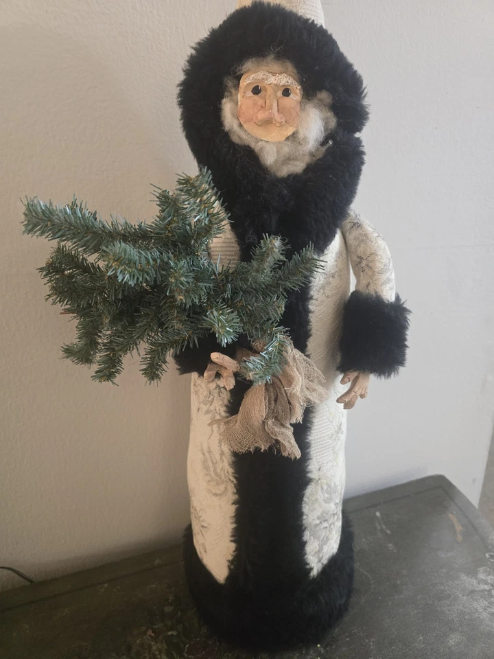 Arte popular primitivo vintage de Papá Noel 92 firmado artesanalmente # 1/65 23 pulgadas cara de arcilla. Foto 2 de 4