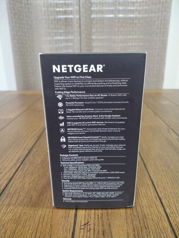 Netgear AX1800 Wi-Fi 6 Router 4-Stream Dual Band (RAX10-100NAS) - Image 4 of 4