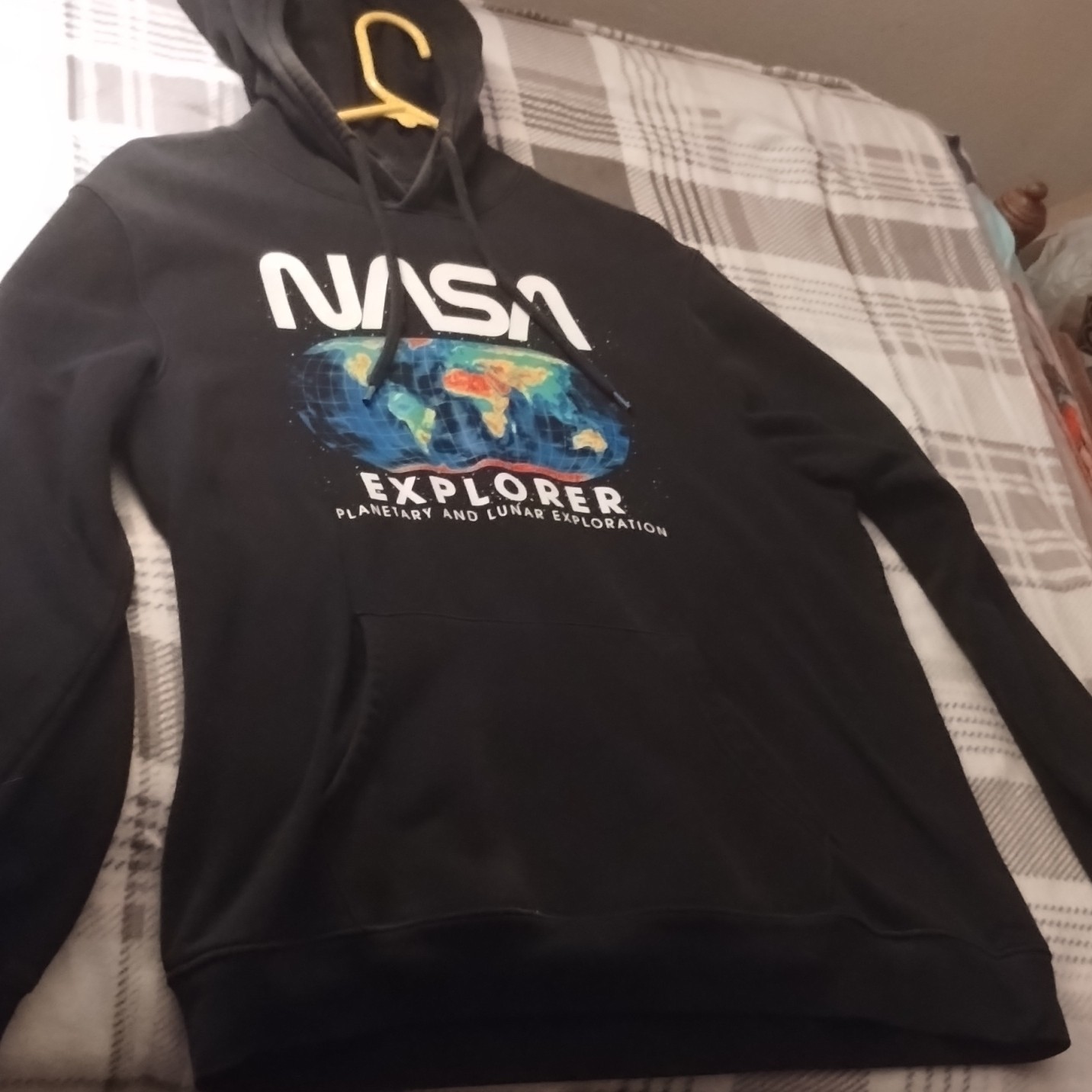 Old Navy NASA Graphic Black Fleece Hoodie XL Men's Hooded Kangaroo Pocket