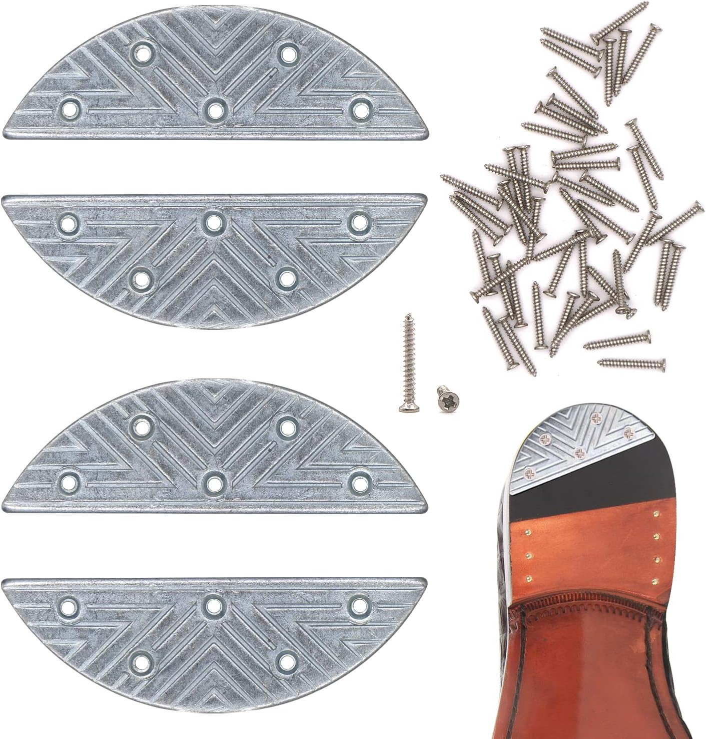 Metal Heel Plates 4 PCS Shoe Heel Taps Tips Repair Sole Pad Replacement with Nai
