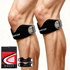 Silicone Patellar Tendon Support Strap 2-Pack, Adjustable Non-Slip Patella Kn...