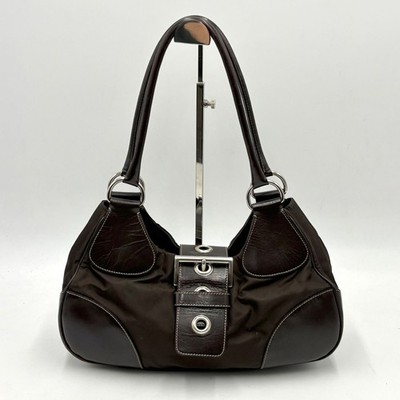 Prada Y2K Buckle Hobo Bag One Shoulder Bag Brown 2Y6006