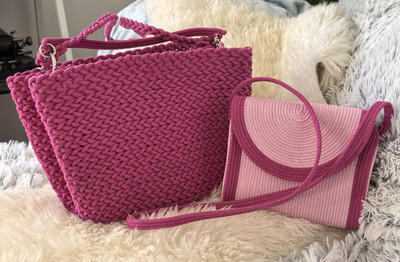 Handtaschen Set 2-in-1 Rosa | Handmade Baumwollkordel Tasche