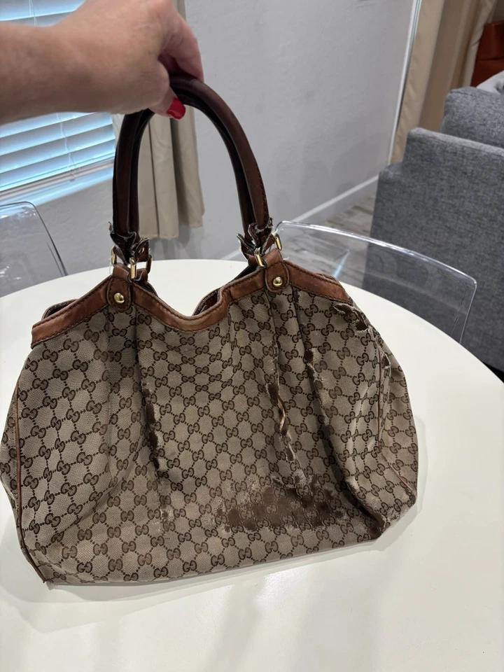 GUCCI Abbey Bolso de Hombro Marrón Oscuro GG Grande Auténtico Foto 3 de 4