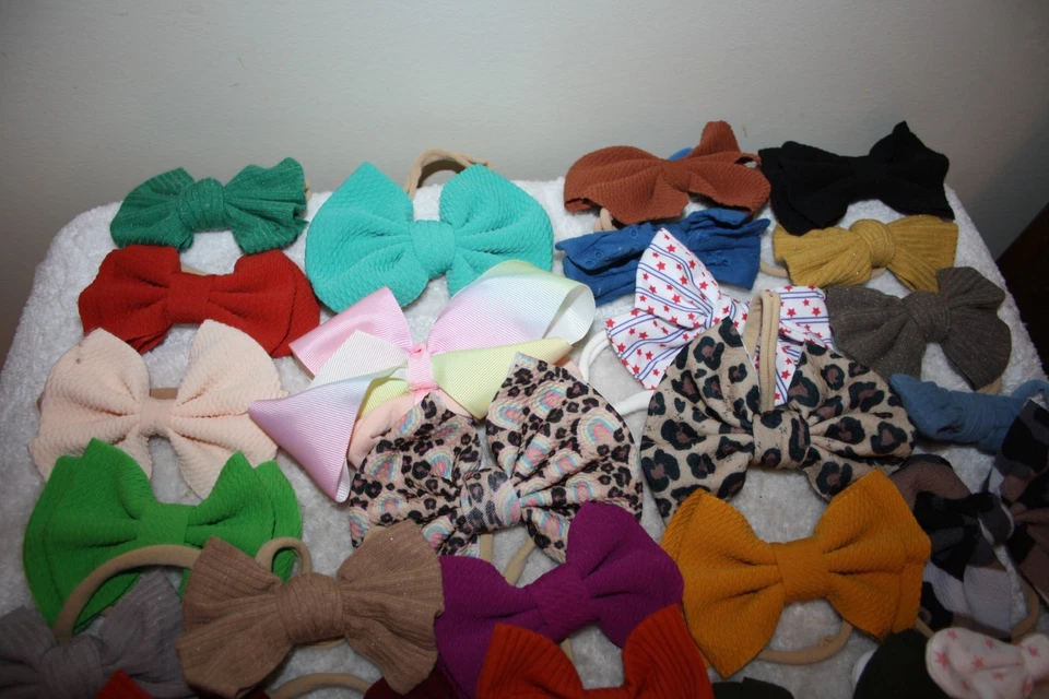 Lote de 30 Diadema con Lazo para Bebé Niña Pulgadas Banda de Nylon Multicolor Rosa Rojo Azul Usada en Excelente Condición - Imagen 2 de 4