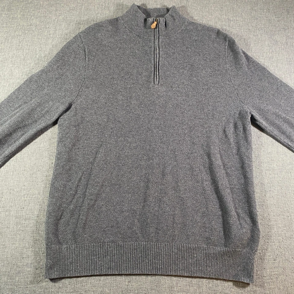 Лот из 2 Brooks Brothers мужской 1/4 молнии свитер большой темно-синий хлопок кашемир - Изображение 4 из 4