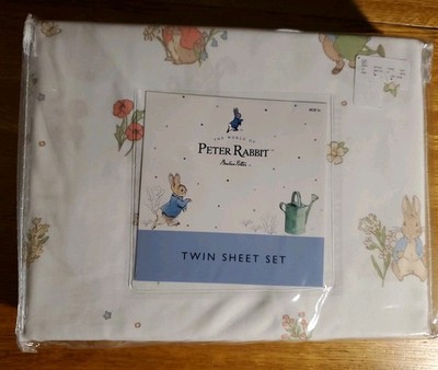 Beatrix Potter Peter Rabbit White 3pc Twin Size Sheet Set Spring Easter Bunny