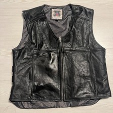 River Road Motorcycle Vest Mens Size 2XL Black Buffalo Leather Sleeveless Zip Up