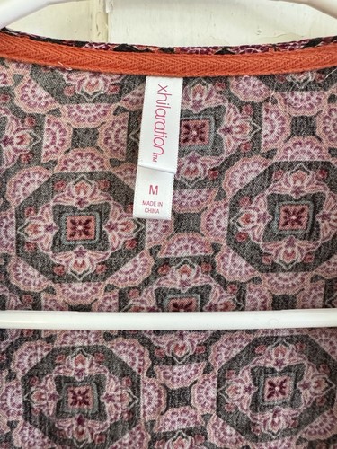 Xhilaration Kimono Cardigan Red Multi Sz M Boho Floral Print w/Lace Hem Rayon - Picture 5 of 10