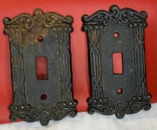 Vintage Cast Iron Light Switch Covers 2 Pc