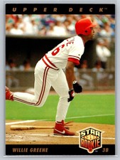 1993 Upper Deck #4 Willie Greene Cincinnati Reds Star Rookie Baseball Card. rookie card picture