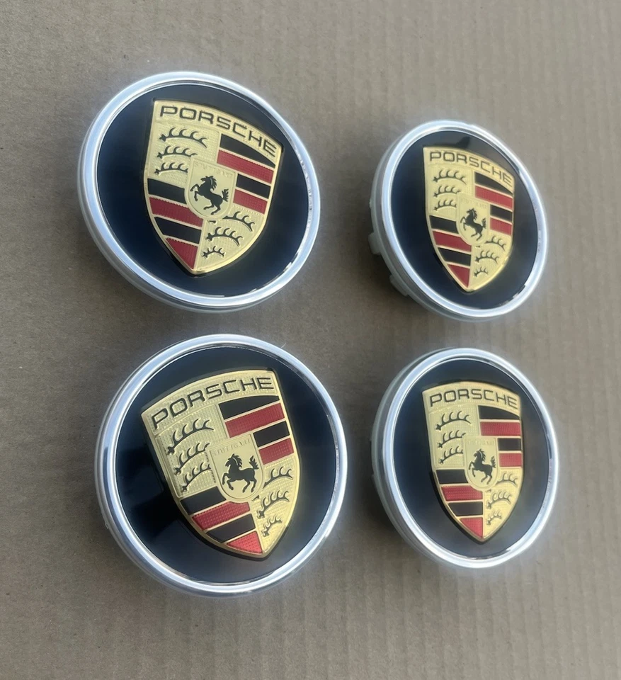 Juego de 4 tapacubos Porsche Classic 76 mm (2,99") se adapta a la mayoría de las ruedas Porsche OEM Foto 2 de 4