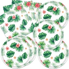 Hawaiian Luau Party Tableware Set Tropical Palm Leaves Plates Napkins 40 PCS