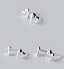 Classic Women 5mm Heart Push Back Stud Earrings 14k White Gold Plated