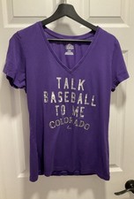 Colorado Rockies  MLB Majestic Women's TALK BASEBALL TO ME shirt  Size Large L