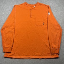 Bulwark FR flame resistant henley t shirt men's XXL orange long sleeve solid