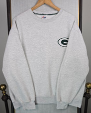 VTG MAJESTIC x GREEN BAY PACKERS Mens Sz XL Crew Neck 50/50 Sweatshirt Gray NFL