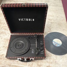 Victrola VSC-550BT Bluetooth Turntable Red Black Plaid, Belt Drive, 33/45/78 RPM
