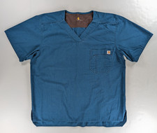 Carhartt Shirt Men's Size Large Blue Teal V-neck Scrub Top Workwear