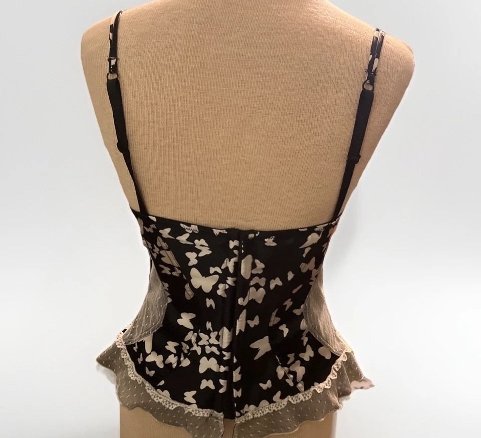 CORSÉ JEZABEL WISH BUSTIER 30805 NEGRO CON BLANCO MARIPOSAS ENCAJE ROSA 36B Foto 4 de 4