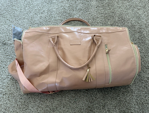 EMMAFY Blush Pink Faux Leather Convertible Garment Bag Duffel w/ Strap
