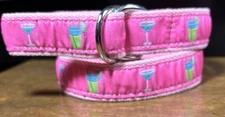 Douglas Paquette Pink Canvas Cocktail Ribbon Sz S/29-30 1-1/4”Wide USA VGUC