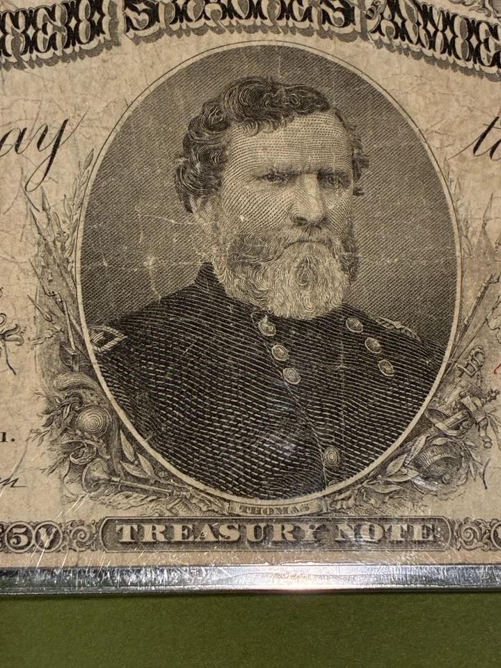 1891 $5 Bill Treasury Note Gen. George H. Thomas Nice Clean Example! FR. 363 - Image 3 of 4