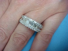 10 KT BAGUETTE AND 2 ROW ROUND DIAMONDS BAND-RING 5.6 GRAMS SIZE 8 7.5 MM WIDE