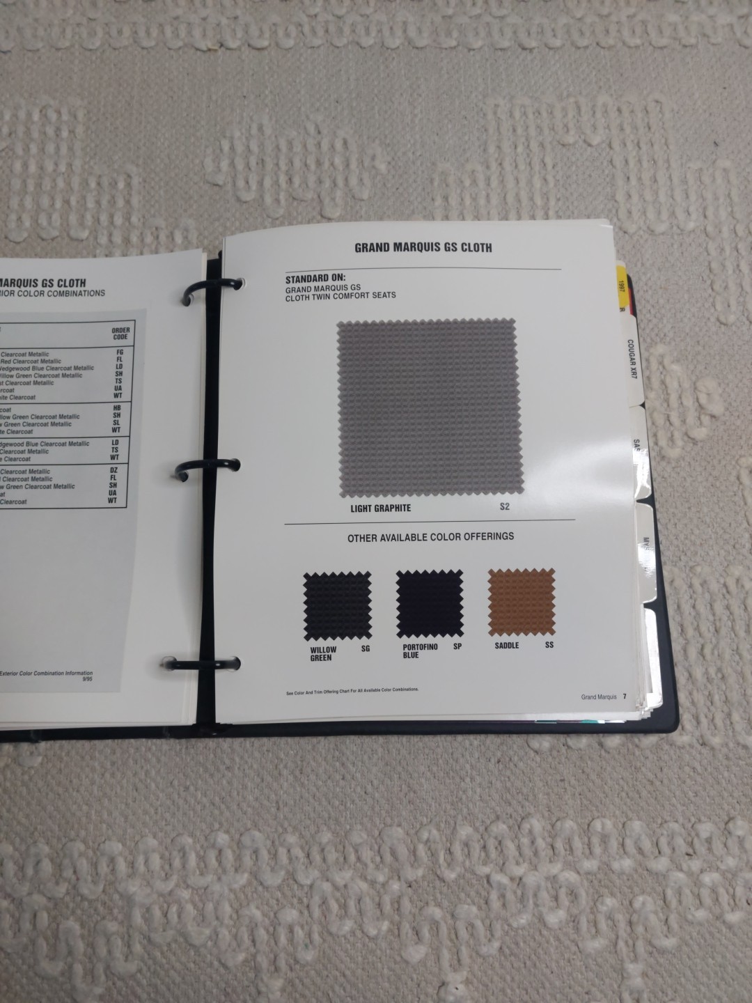 1996 Mercury Dealer Album Color upholstery paint book Cougar Grand Marquis thumbnail 5