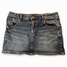 Juicy Couture Y2K Denim Micro Mini Skirt 5/27 Rhinestone Cherry Low Rise