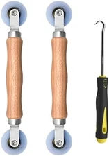 Screen Tool 3 Pcs Window Spline Roller Kit Wooden Handle Nylon Wheel