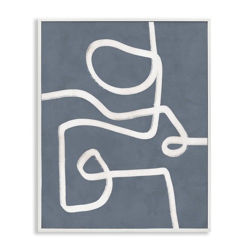 Free Line on Blue Framed Giclee Art Design by Nina Blue
