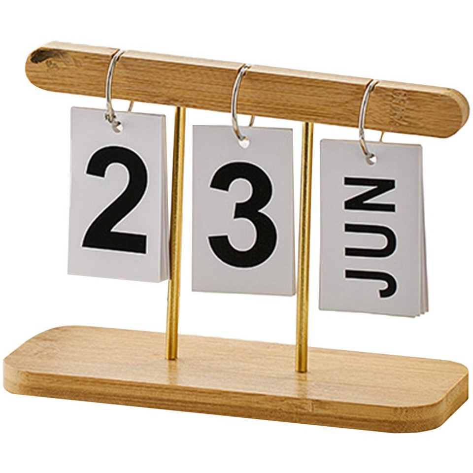 Wooden Countdown Desk Calendar Reusable Light Brown Block Decor for ...