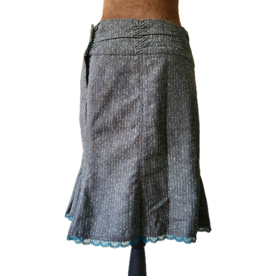 Falda Y2K Mezcla Lana Talla 9 Preppy Academia Encaje Borde Azul Lux De Colección Foto 3 de 4