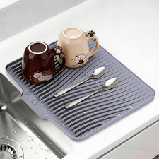 Silicone Dish Drying Mat for Kitchen Counter 15.8"X13" Dish Drainer Mat, Heat-