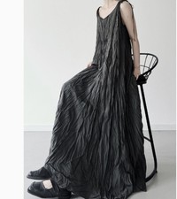 Japanese women's irregular V-neck dress Summer Simple long skirt