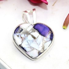 Ciondolo cuore turchese viola argento sterling 925 fatto a mano: gioielli boho lei