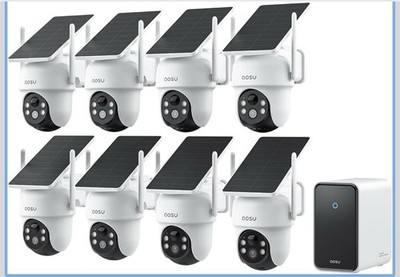 Aosu D1 Classic 8-Cam Wireless Outdoor Security System, Solar Powered, 3K