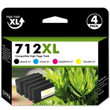 712 712XL Ink Cartridges 4-Pack High Yield for HP DesignJet T650 T630 T230 T210