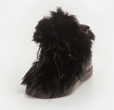 NEW SANTONI $1,450 Fox fur lined leather high top sneaker boot 35.5EU/5.5US
