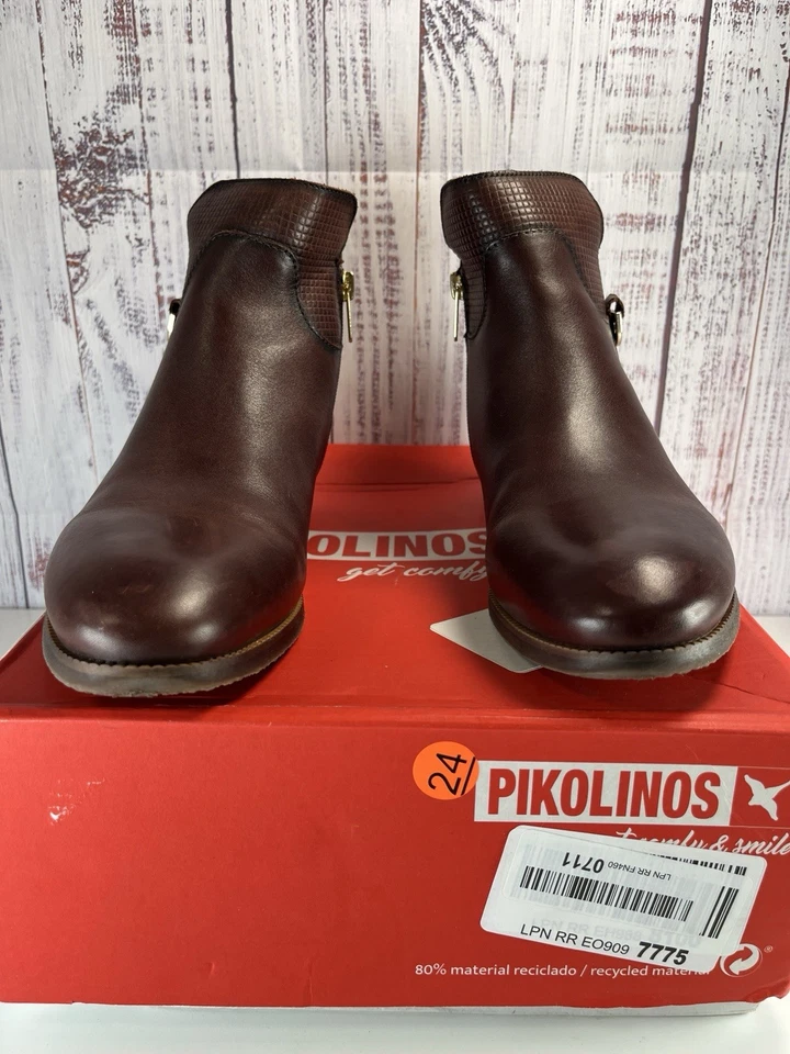 PIKOLINOS Woman's  Leather Ankle Boot Brandy/BROWN 39 EUC - Image 2 of 4