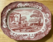 NEW RARE Spode Italian 14” Platter Red Cranberry Oval Rectangular Scalloped