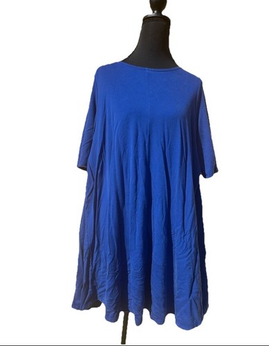 Eileen Fisher feine Tencel Jersey Royal Jewel Neck Tunika Gr. Large RN 78121