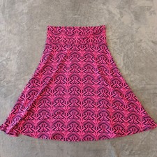LuLaRoe Azure Skirt Small Pink Geometric Knee Length A-Line Pull On