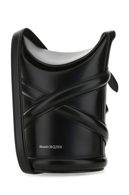 ALEXANDER MCQUEEN The Curve Black Leather Bucket Bag New And